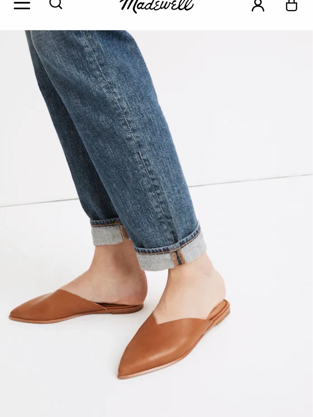 Madewell English Saddle Pointed Buttery Leather Mule 7.5 Padded Sole